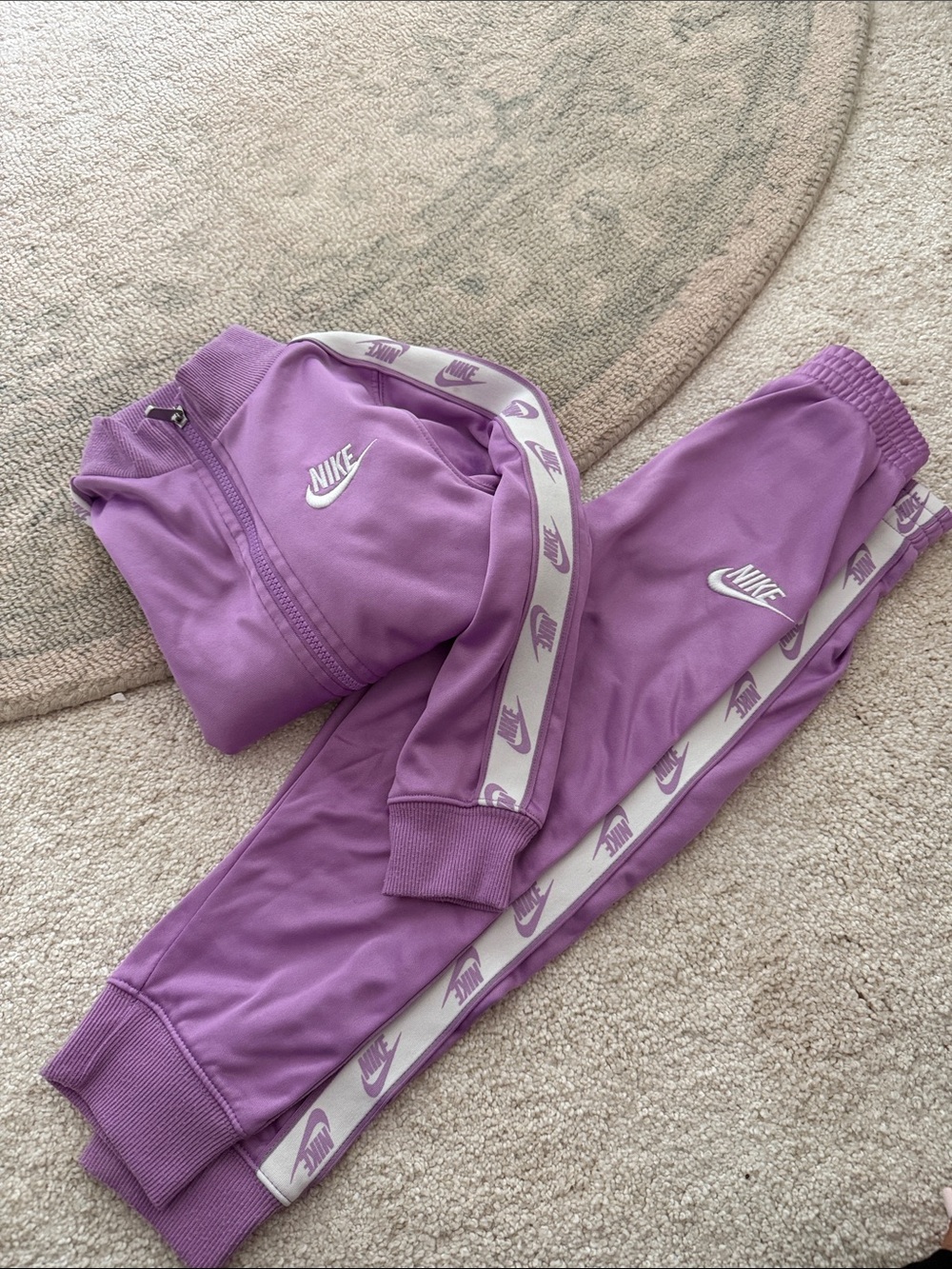 Nike Kids Purple Jogger Set with Branded Side Tape